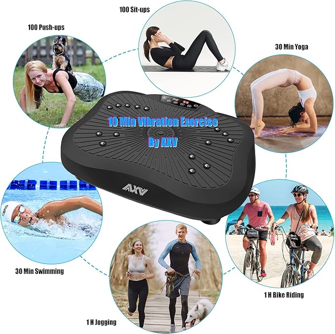 AXV Vibration Plate Exercise Machine Whole Body Workout Vibrate Fitness Platform Lymphatic Drainage Machine for Weight Loss Shaping Toning Wellness Home Gyms Workout-Ruum Studio Home