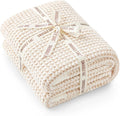 Snuggle Sac Cream Waffle Throw Blanket for Couch Bed Sofa 50x60 inches, Reversible Beige Blanket Microfiber Fluffy Fuzzy Cozy Knit Soft Throws for Women Mothers Birthday Gifts-Ruum Studio Home