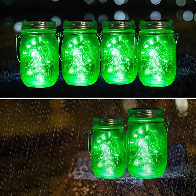 ZNYCYE Solar Mason Jar Lights, 12 Pack 30 LED Fairy Firefly Mason Jar Lids Outdoor Waterproof String Lights with Hangers(NO Jars) for Regular Mouth Jars Patio Garden Yard Wedding Decoration - Green-Ruum Studio Home