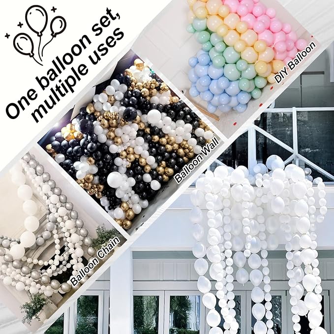 White Link Balloons, 100PCS Linking Balloons with Tail for Making Balloon Wall Arch and Chains, Pearl Quick Balloon for Wedding Birthday Baby Shower Engagement Graduation Party Decorations (6inch)-Ruum Studio Home