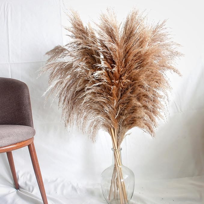 40" inch 10 Stems Pampas Grass Decor Tall, Pampas Grass Bouquet, Natural Dried Flowers for Wedding, Natural Home Decor, Wall Grass, Glam Decor-Ruum Studio Home
