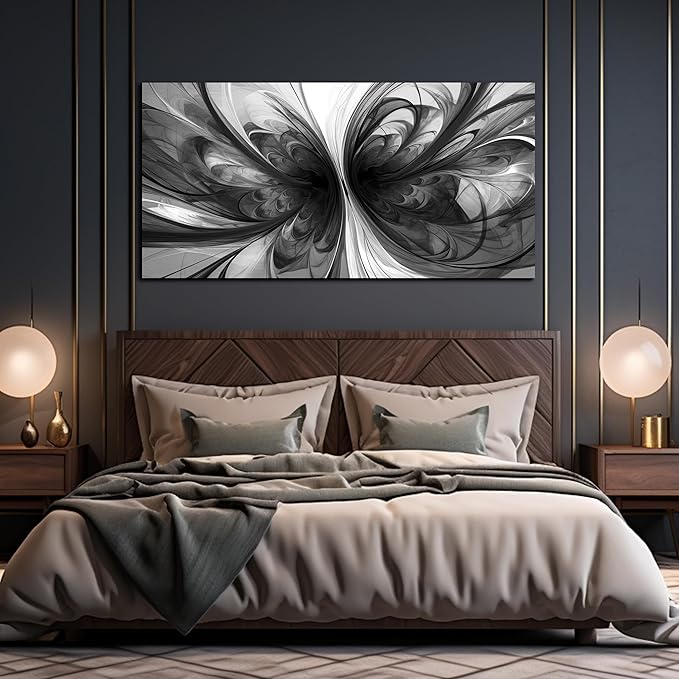 Large Abstract Canvas Wall Art Living Room Black Art Wall Decor for Office Teenage Boy Room Decor 29 x 59 Inch-Ruum Studio Home