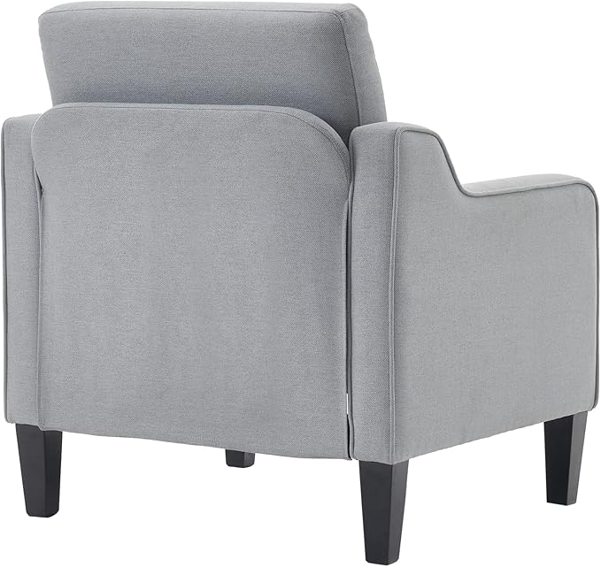 VINGLI Mid Century Modern Accent Chair, Light Grey Fabric Accent Chairs for Living Room Upholstered Armchair with Scooped Arms for Bedroom, Apartment, Studio, Office, Waiting Room-Ruum Studio Home
