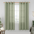 LAMIT Sage Green Linen Curtains 78 Inches for Living Room, Bronze Grommet Linen Textured Farmhouse Curtains Light Filtering Drapes for Bedroom/Dining Room, Set of 2, 52 x 78 Inch-Ruum Studio Home