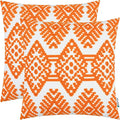 HWY 50 Orange Decorative Throw Pillow Covers 18x18 Inch, Pack of 2 Embroidered Cotton Farmhouse Cushion Cover Pillow Case for Sofa Couch Living Room Bed Bedroon, Modern Diamond Geometric-Ruum Studio Home