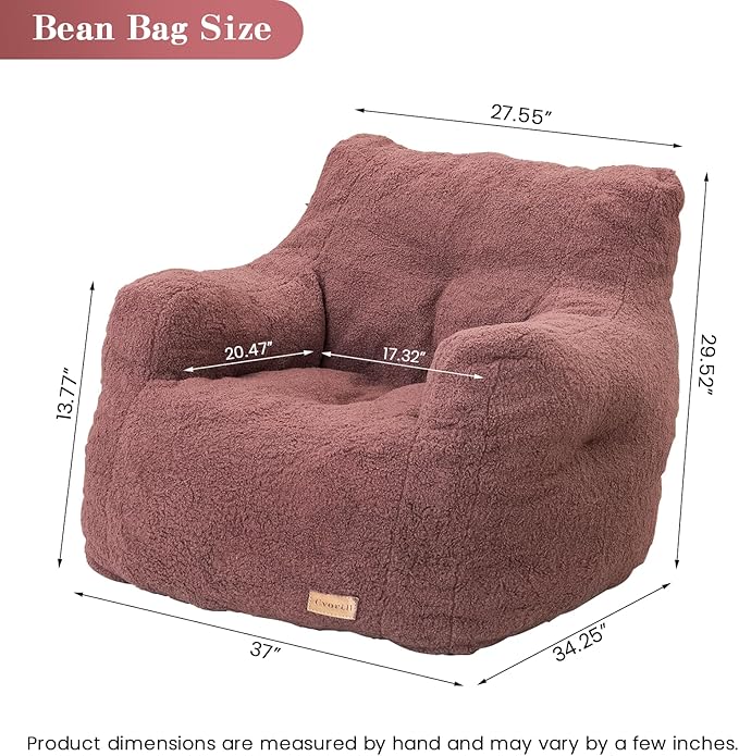 Bean Bag Chair with Filler, Bean Bag Sofa with Tufted Soft Stuffed Filling, Fluffy and Lazy Sofa, Comfy Cozy BeanBag Chairs with Memory Foam for Dorm, Apartment, Living Room (Red)-Ruum Studio Home