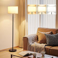 Ambimall Modern Standing Floor Lamp for Living Room & Bedroom with 3 Color Temperatures Bulb & Pull Chain Switch, 60" Tall with Beige Shade & Black Pole-Ruum Studio Home