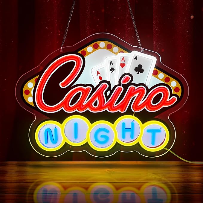Casino Night Neon Sign for Wall Decor Casino Led Neon Light Dimmable Led Light Sign for Bar Casino Play Room Birthday Party Decor-Ruum Studio Home