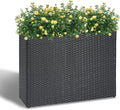 LEWIS&WAYNE Large Rectangular Block Planter Box Handmade Wicker Tall Planters for Outdoor Plants with Removable Liners Modern Planter for Indoor Outdoor Patio Deck - Black, 38''x11''x30''-Ruum Studio Home