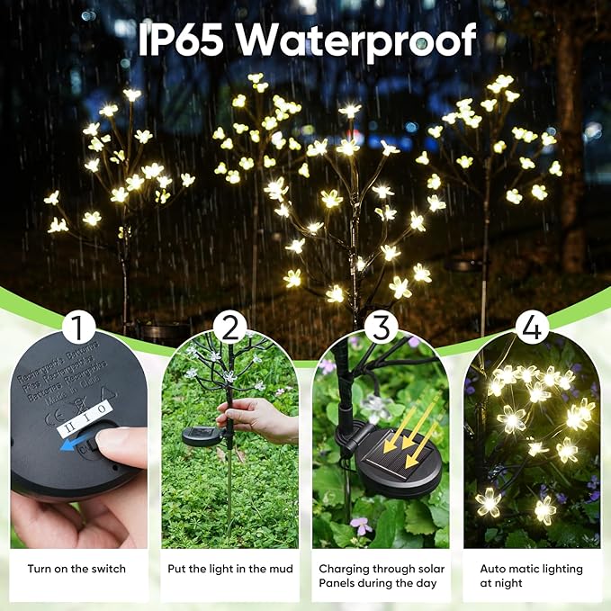 Solar Garden Lights Garden Decor, Solar Flowers Lights Outdoor Decorative,2Pack 40LED Solar Lights Outdoor Garden Waterproof for Outside Yard,Lawn,Patio,Pathway Decorations Gardening Gifts-Ruum Studio Home