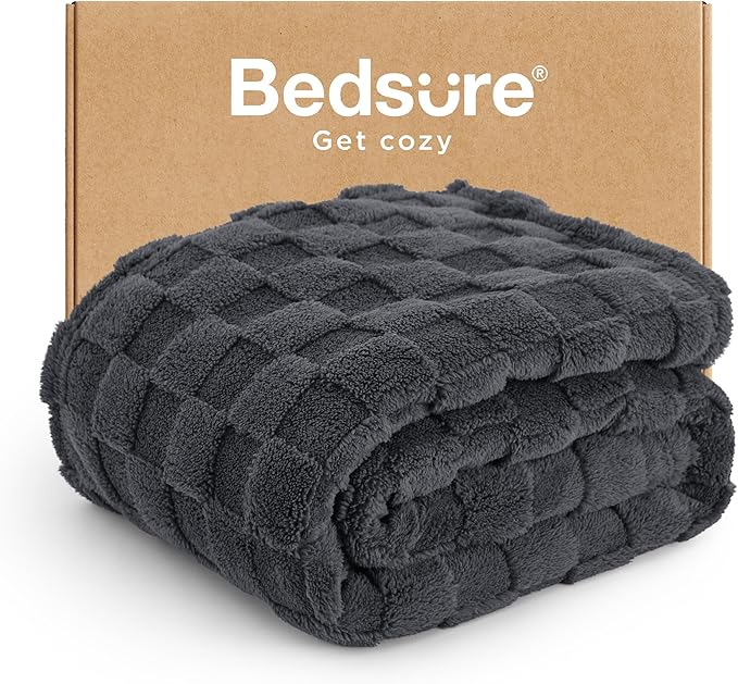 Bedsure GentleSoft Dark Grey Throw Blanket for Couch - Checkered Fleece Blankets Gifts for Women Men Girls, Cute Soft Cozy Throw for Bedroom Home Decor Gifts, 50x60 Inches-Ruum Studio Home