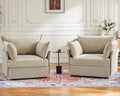 Oversized Accent Chair, Upholstered Modern Sofa Chair with Removable Backrest & Detachable Cover, 24.5" Deep Seat Large Reading Armchair for Living Room Bedroom Office - Chenille Beige Set of 2-Ruum Studio Home