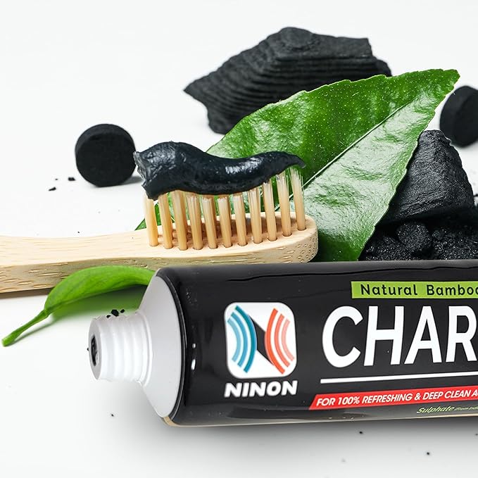 Activated Charcoal Whitening Toothpaste, Fluoride-Free, Enamel-Safe, Natural Mint Flavor, 6.5oz Tube for Stain Removal and Fresh Breath Pack of 1-Ruum Studio Home
