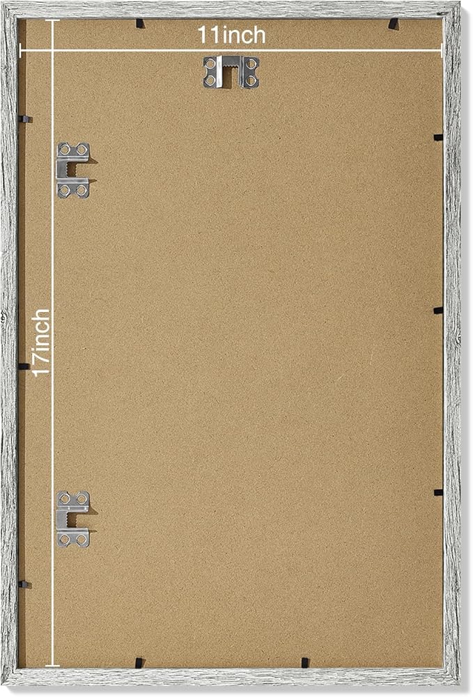 Vittanly 11x17 Picture Frames Set of 9, Shatter Resistant Plexiglass, Display 8x12 Pictures with Mat or 11x17 without Mat, Photo Frames for Wall Mount, Engineered Wood, Grey-Ruum Studio Home