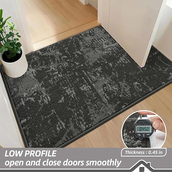 BEQHAUSE Dirt Trapper Door Mat 32"x48" Non-Slip Door Mats Washable Entryway Rugs Stain Resistant Doormat Absorbent Welcome Floor Mat for Front Back Door, Muddy Wet Shoes & Paws,Dark Grey-Ruum Studio Home