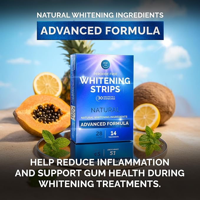 Whitening Strips for Sensitive Teeth 14 Treatments, Mint – Enamel Safe, Peroxide-Free Coconut Teeth Whitening Strips with Natural Enzymes – Gentle White Stips for Sensitive Gums & Daily Oral Care-Ruum Studio Home
