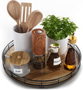 Acacia Wood 12" Lazy Susan Turntable Organizer for Table Top, Farmhouse Round Wooden Lazy Susan for Cabinet Kitchen Centerpieces Coffee Table, for Condiments Spices, Bathroom Vanity Tray Decor-Ruum Studio Home