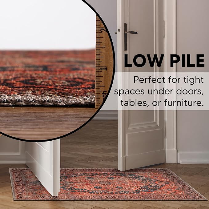 Keen Home Design 2x3 Rug - Machine Washable Entry Rug with Non-Slip Backing, Ideal for Enteryway, Kitchen, Bathroom, Laundry Room - Vintage, Easy Clean, Durable, Low Pile Rug - (2' x 3')-Ruum Studio Home