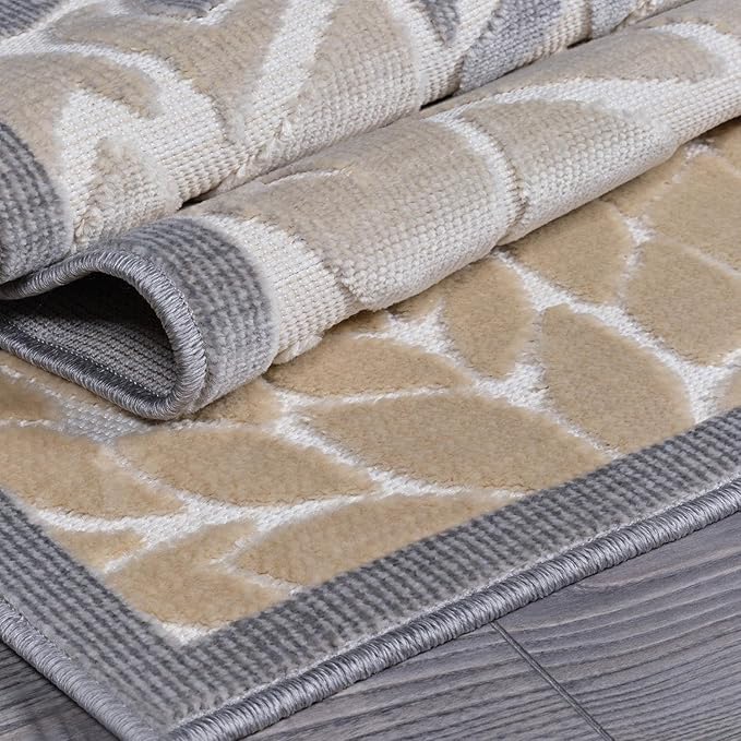 Beverly Rug Outdoor Rug 9x12 Large Modern Floral Tropical Area Rugs for Indoor and Outdoor Patio Easy to Clean Non Shedding Living Room Porch Garden Washable Outside Carpet (9 x 12 Beige)-Ruum Studio Home