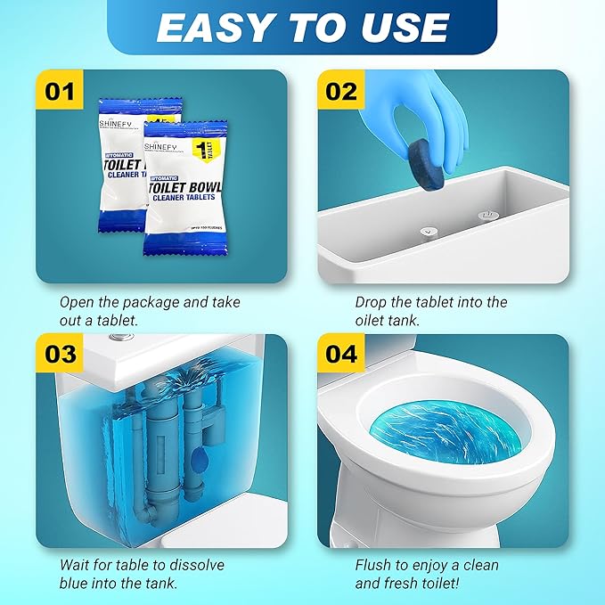 Automatic Toilet Bowl Cleaner Tablets – 20 Tabs - Blue Gel Toilet Tank Cleaners, Hard Water Ring Remover, Septic-Safe Heavy-Duty Stain & Smell Eliminator, Toilet Cleaning & Deodorizer-Ruum Studio Home