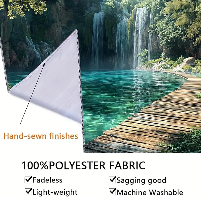 BSFHH Nature Tapestry Forest Tree Sea Cave Wall Hanging, Stream Through Rainforest Landscape Wall Art Tapestry for Bedroom Living room (Waterfall, 79"×59", Unframed)-Ruum Studio Home