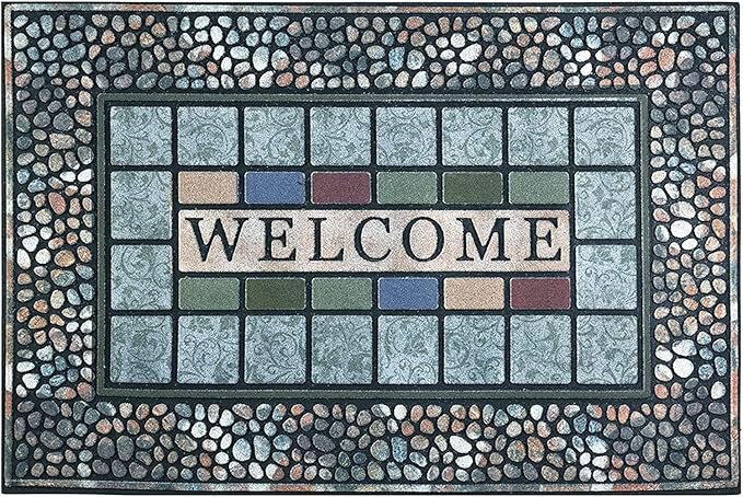 CHICHIC Rectangle Entrance Door Mat Large 18 x 30 Inch Entry Way High Traffic Area Doormat Front Door Rugs Outdoors Heavy Duty Welcome Mat, Non Slip Rubber Back Low Profile for Garage-Ruum Studio Home