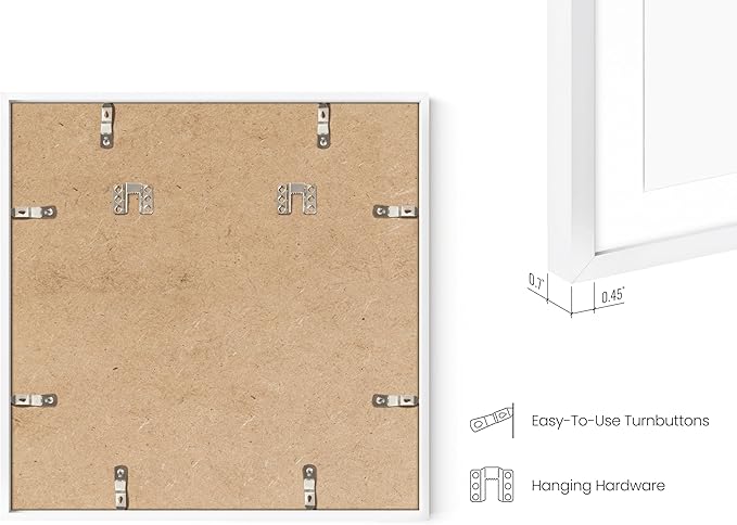 HAUS AND HUES 16x16 White Metal Picture Frames Matted to 12x12 - Features Premium Aluminum & Hanging Hardware, Shatterproof Plexiglass - Ideal for Home, Room, Office (16x16 in, White, Set of 3)-Ruum Studio Home