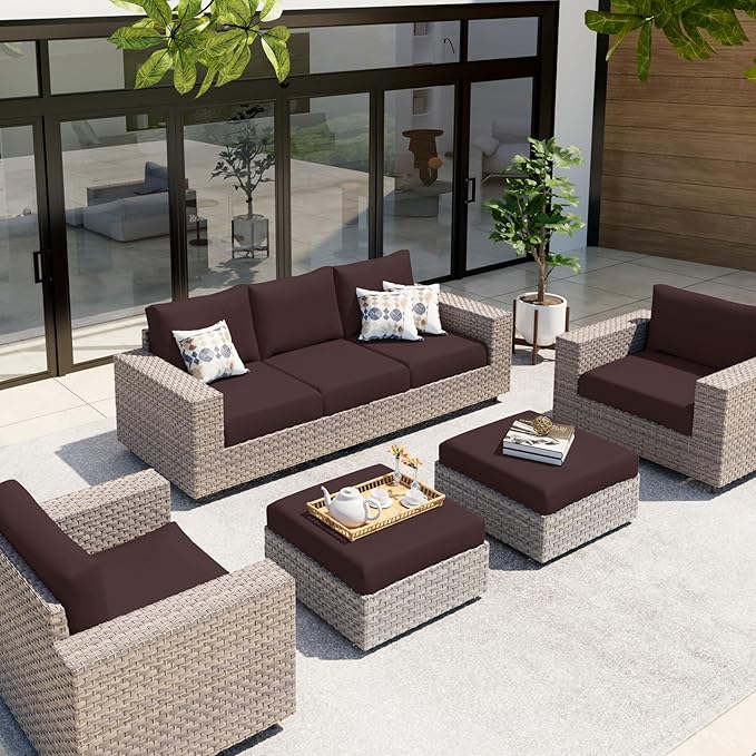hyha Waterproof Couch Cushion Covers, Stretch Sofa Couch Seat Slipcover for Dog Washable, Non-Slip Waterproof Outdoor Cushion Covers for Patio Furniture Replacement (3 Pieces, Chocolate)-Ruum Studio Home