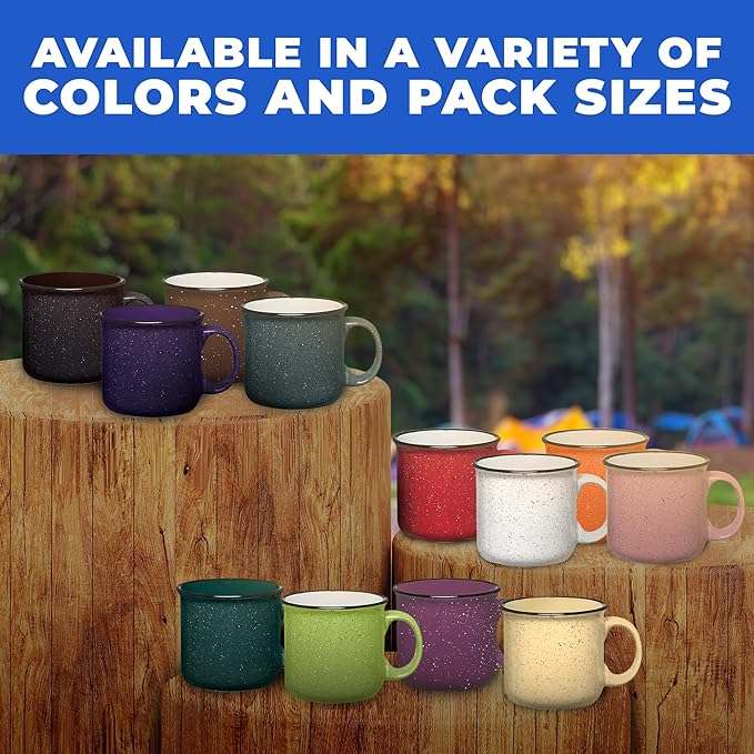 Set of 8 Ceramic Campfire Mugs – 15 Oz, Orange – Coffee & Tea Cups for Home, Work, Travel, Camping – Customizable, Great for DIY, Events, Companies-Ruum Studio Home