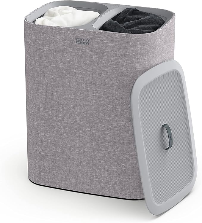 Joseph Joseph Tota 90 liter/23.8 gallon Laundry Hamper Separation Basket with lid, 2 Removable Washing Bags with Handles - Gray-Ruum Studio Home