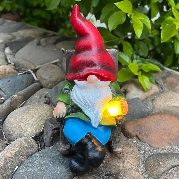 Solar Gnomes Decor Outside Mini Gnome Figurines Outdoor Solar Porch Patio Garden Miniatures Gnomes Decor Gift for Women Grandma Mother's Day Birthday-Ruum Studio Home