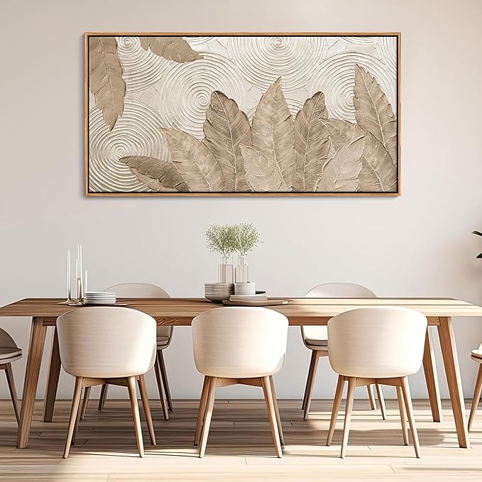 Minimalist & Modern Art for Bedroom Decor Framed Abstract Artwork for Walls Neutral & Contemporary Beige Wall art - Artwork for Living Room and Boho Style Large Abstract Wall Art 24×48IN-Ruum Studio Home