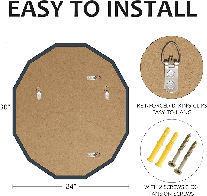 Bathroom Mirrors for Over Sink, Round Frameless Mirrors for Wall, 24x30 Inch Beveled Bathroom Mirror, Bathroom Vanity Circle Mirror for Bedroom Living Room Entryway Home Decor-Ruum Studio Home