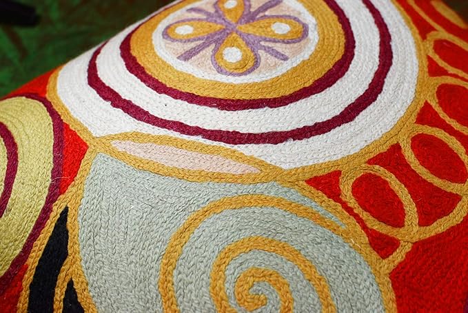 Hilma Al Klint Red Pillow Cover Modern Red Pillowcase Abstract Chair Cushion Accent Throw Pillowsham Mid Century Chair Cushions Hand Embroidered Wool Size 18x18-Ruum Studio Home