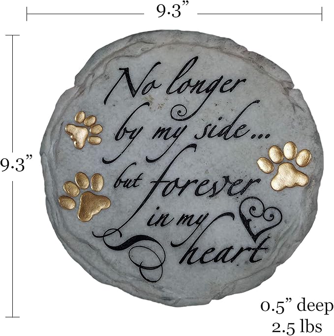 Spoontiques - Garden Décor - No Longer by My Side Stepping Stone - Decorative Stone for Garden, 9.63" Diameter-Ruum Studio Home