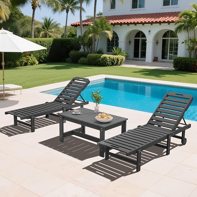 SERWALL Outdoor Coffee Table, HDPE Patio Coffee Table for Outside, Grey-Ruum Studio Home