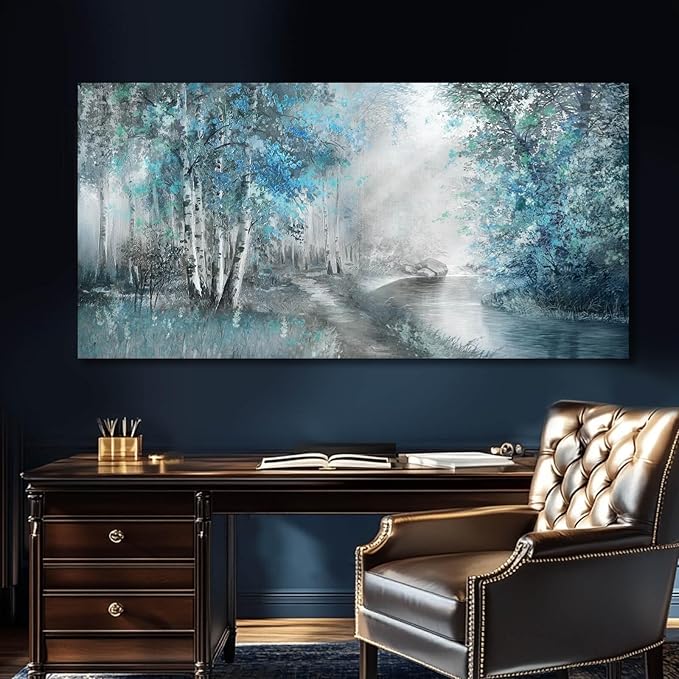 SOUGUAN Forest Wall Art for Living Room Foggy Tree Artwork Sunlight Wall Decor Nature Wall Decorations on Canvas 24"x48" Wall Paintings Ready to Hang-Ruum Studio Home