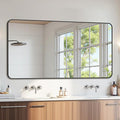Bathroom Mirror 60" x 30", Large Rectangle Wall Mirror, Black Metal Frame Wall Mounted Mirrors for Bathroom, Vanity, Bedroom, Entryway Decor(Horizontal/Vertical)-Ruum Studio Home