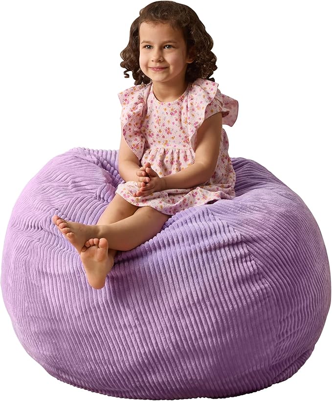 Bean Bag Chairs Teardrop Bean Bag Chair Beanbag Chair with Memory Foam Filled Machine Washable Cover for Living Room, Bedroom (Small,Purple)-Ruum Studio Home
