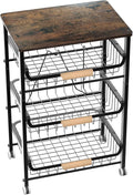 4-Layer Fruit Basket Kitchen Food Organizer and Rack, Stackable Storage Cart with Desktop, Pull-Out Hollow Metal Basket, Sliding Out Storage (Black 4-Layer Rack)-Ruum Studio Home