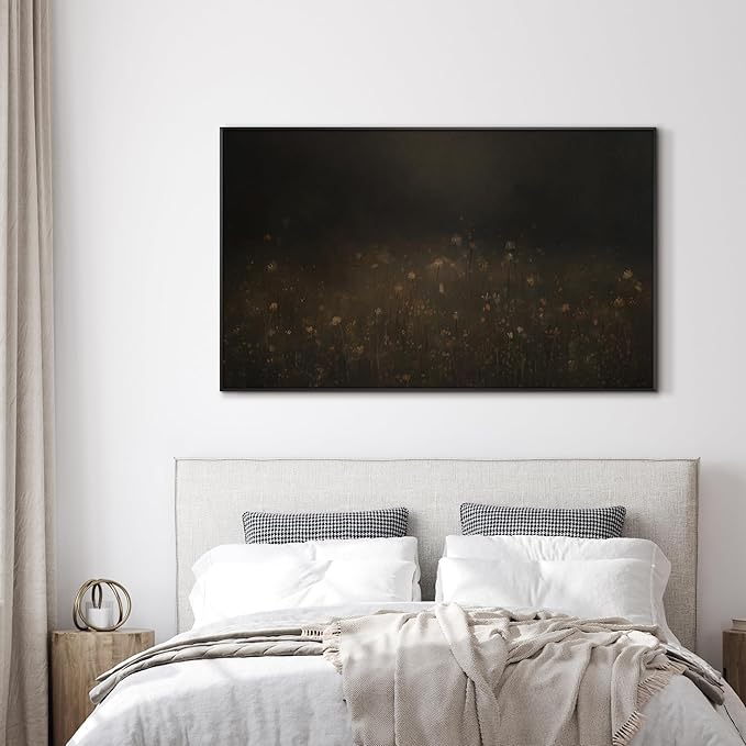 SIGNWIN 36"x60" Extra Large Framed Wall Art Dark Floral Meadow Moody Wildflower Field in Deep Earthy Tones Illustration for Home Living Room Bedroom Decor (Frame Assembly Required)-Ruum Studio Home