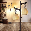 68" High Farmhouse Rustic Country Cottage Floor Lamp Tree Trunk Faux Wood Column Dark Bronze Wicker Drum Shade Decor for Living Room Bedroom Reading Room-Ruum Studio Home