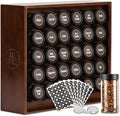 AllSpice Spice Rack Organizer, Wood, 525 Unique Labels, Countertop or Wall Mount, Includes 30 4oz Jars- Walnut Stain-Ruum Studio Home