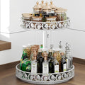 2 Tier Lazy Susan Organizer Turntable Adjustable,12 Inch Two Tier Lazy Susan Metal Easy Assembly Cleaning, Rotating Spice Rack Organizer for Cabinet Dining Table Kitchen Countertop White-Ruum Studio Home