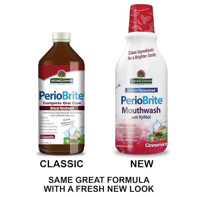 Nature's Answer Periobrite Cinamint Mouthwash| Promotes Healthy Teeth & Gums| Fights Bad Breath| Fluoride-Free, Alcohol-Free, Gluten-Free & Vegan| No Artificial Preservatives 16oz-Ruum Studio Home