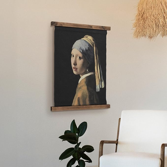 American Art Decor Girl with a Pearl Earring Tapestry Vintage Hanging Canvas Wall Art by Johannes Vermeer-Ruum Studio Home