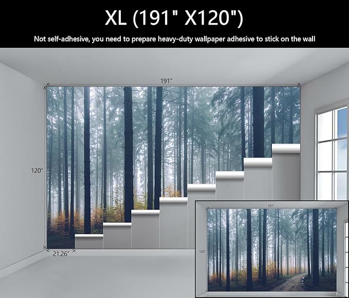 WFBHUA-Dark Forest Tree Wallpaper Mural Nursery Woodland Natural Landscapes Wall Murals for Bedroom Living Room(Not Peel and Stick)-Ruum Studio Home