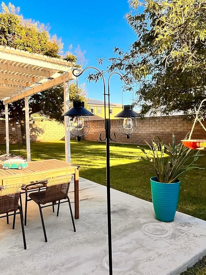 YAKii 6 Pack Solar Lantern Hanging Waterproof Outdoor Metal Solar Lamp with Warm White Light Decorate for Yard Garden Pathway Patio Porch (Black)-Ruum Studio Home