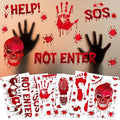 NEBURORA 6 Sheets Terror Bloody Handprint Footprint PVC Window Stickers Spooky Wall Decal and Floor Stickers for Halloween Decorations Party Decorations-Ruum Studio Home