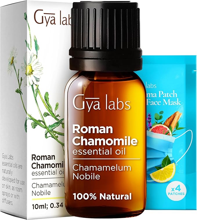 Gya Labs Roman Chamomile Essential Oil for Diffuser - 0.34 Fl Oz - 100% Pure Natural Roman Chamomile Oil for Skin, Hair, Face, Aromatherapy & Candle Making Scent-Ruum Studio Home